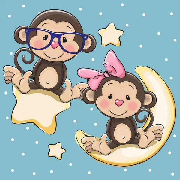 Miłośników małpy na księżyc i gwiazdy — Wektor stockowy