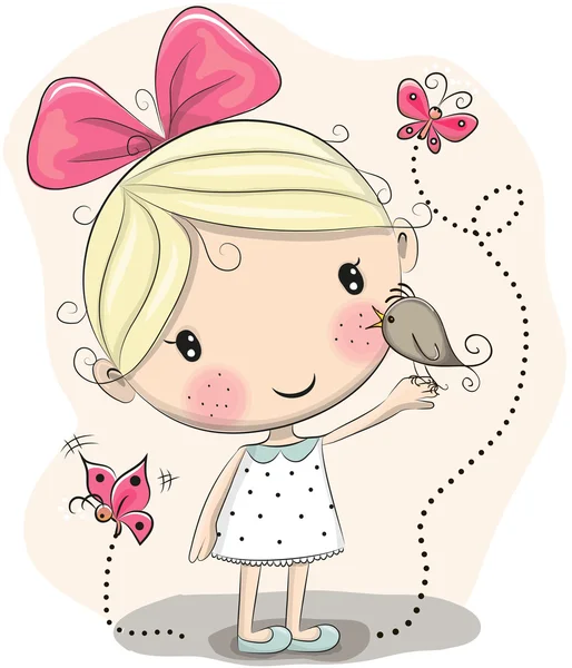 Girl and bird — Stock Vector