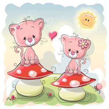 İki çizgi film yavru kedi