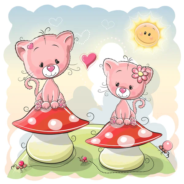 İki çizgi film yavru kedi