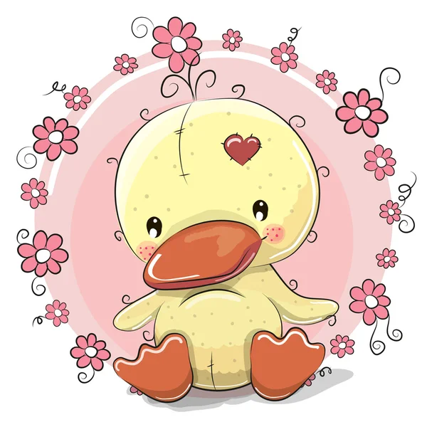 Pato con flores — Vector de stock