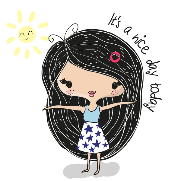 Linda chica de dibujos animados — Vector de stock