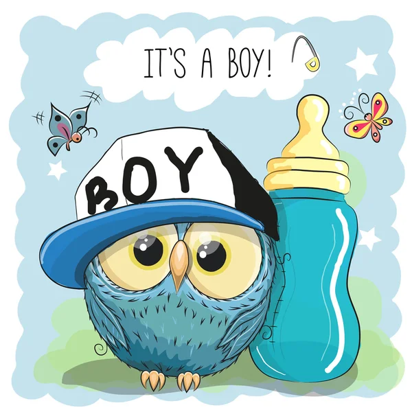 Cute Cartoon Owl boy — Stock Vector