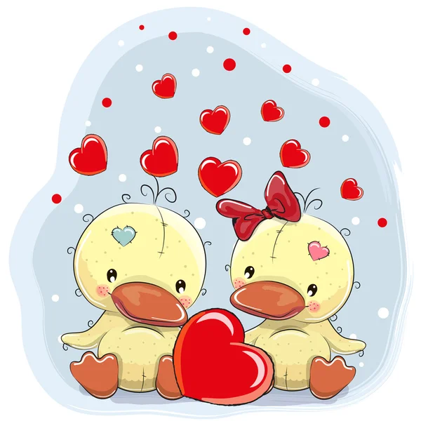 Dos lindos patos — Vector de stock