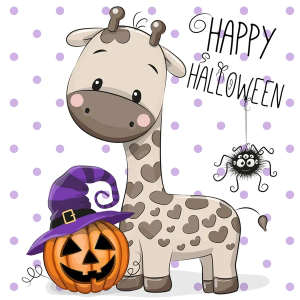 Ilustración de Halloween de jirafa de dibujos animados — Vector de stock