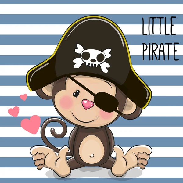 Pequeño pirata mono — Vector de stock