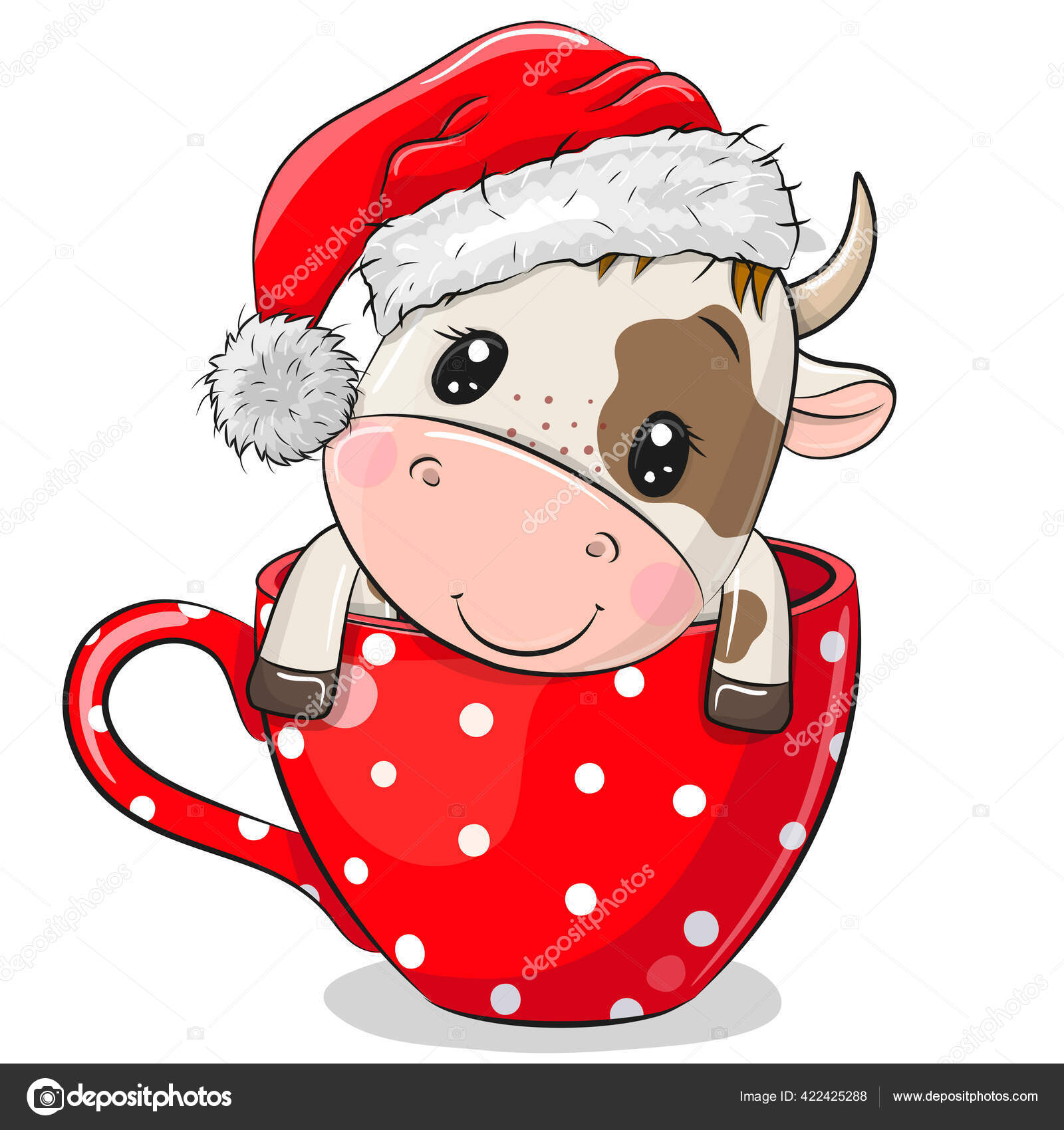 Cute Cartoon Bull Santa Hat Sitting Cup Stock Vector Image by ©Reginast777 #422425288 Cute Cartoon Bull Santa Hat Sitting Cup Stock Vector Image by ©Reginast777 #422425288