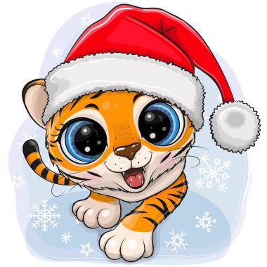 Şirin çizgi film kaplanı mavi arka planda sürünüyor.