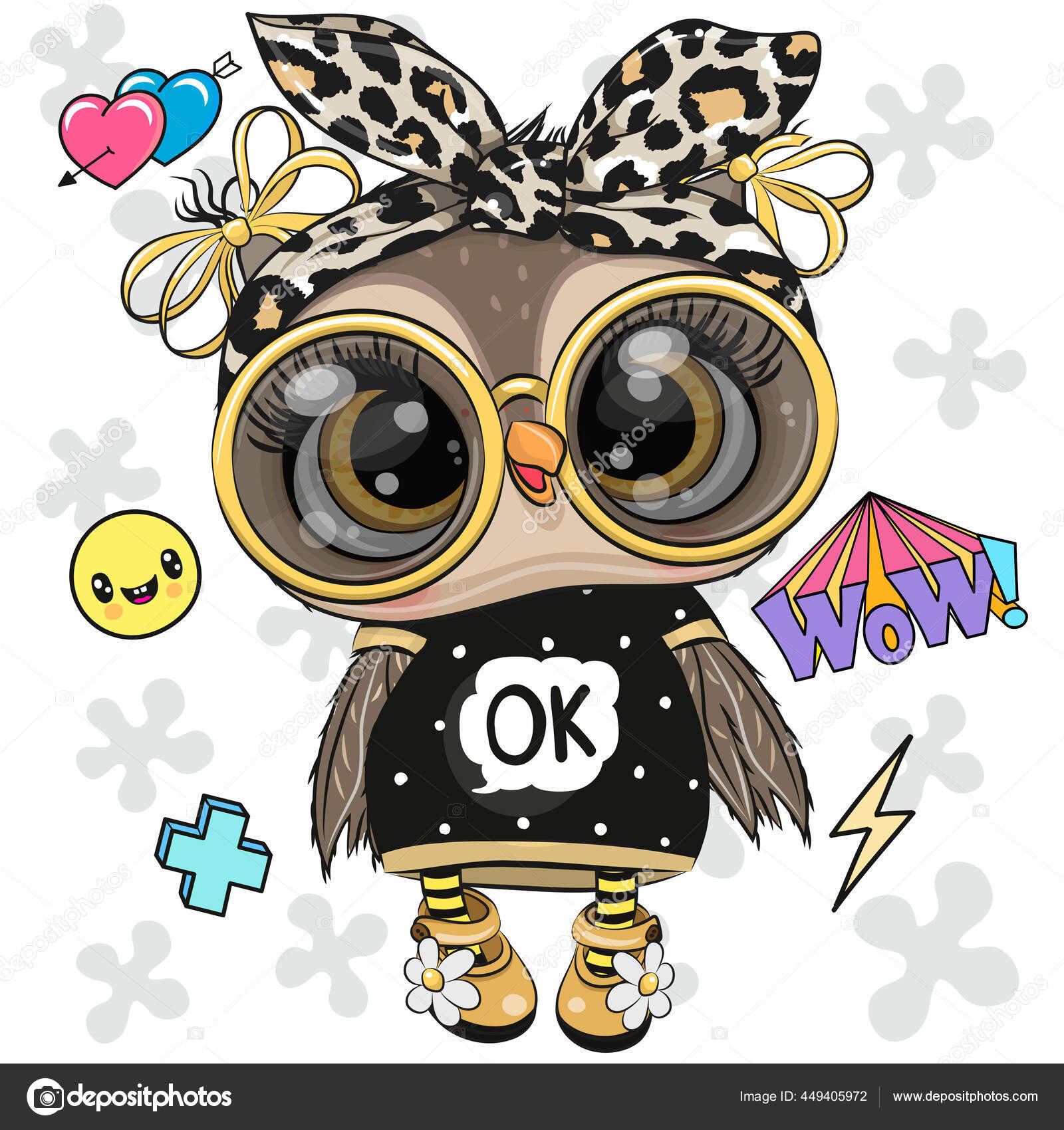 Cool Cartoon Cute Owl Sun Glasses Stock Vector by ©Reginast777