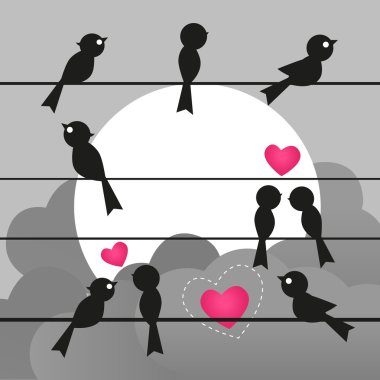 Birds on a wire clipart