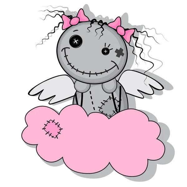 Chica monstruo con alas en una nube — Vector de stock