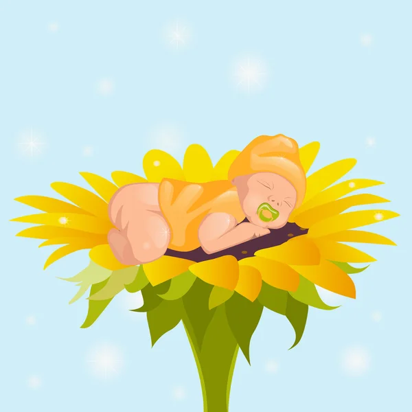 Pasgeboren op een bloem — Stockvector