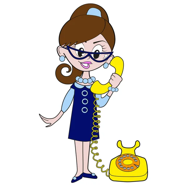 Girl is talking on the phone — Stock Vector