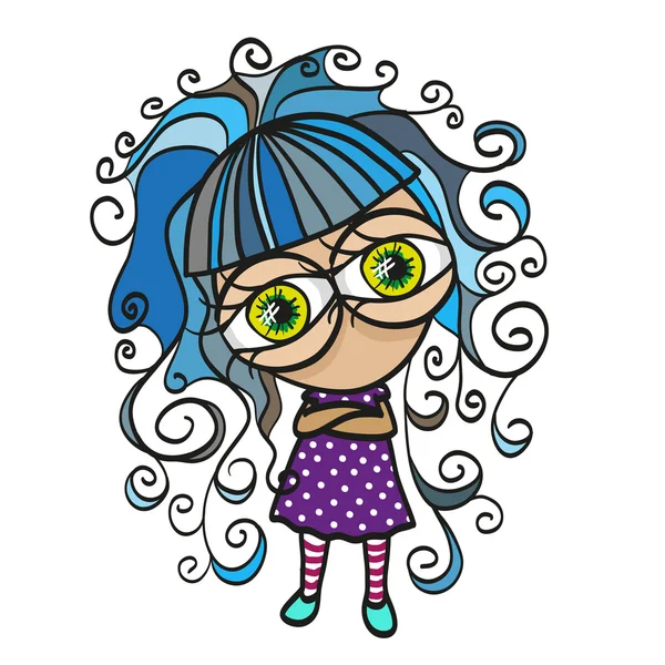 Girl with blue hairs — Stock Vector