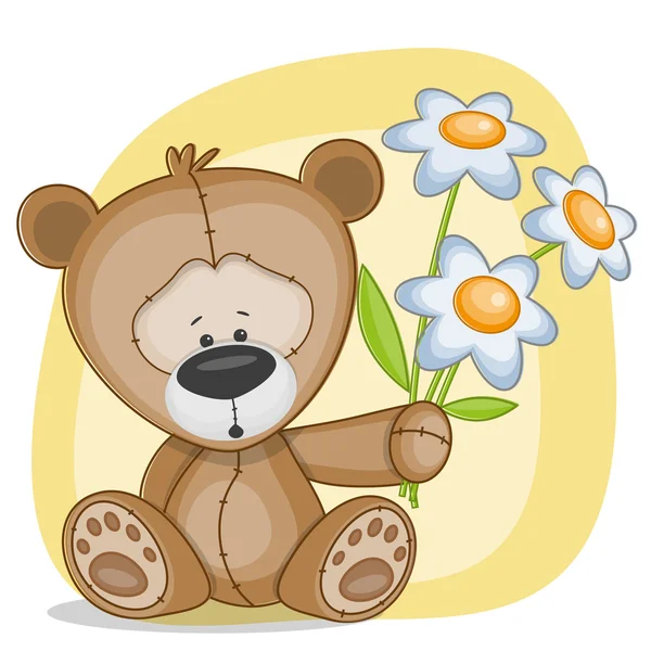 Medvěd s květinami — Stockový vektor