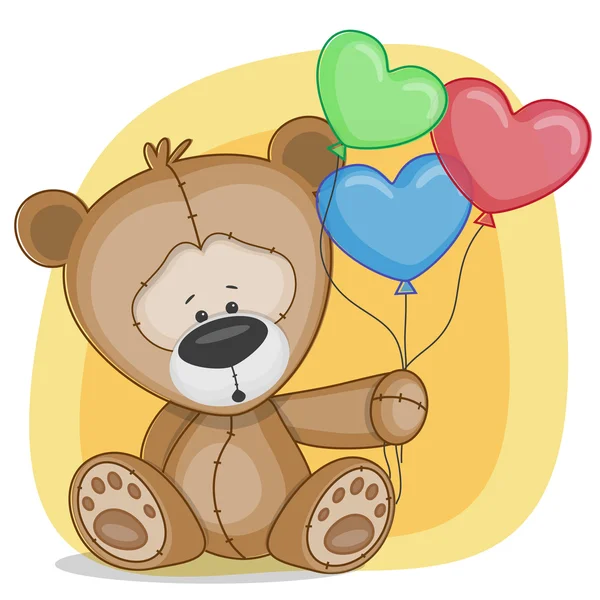 Oso con globos — Vector de stock