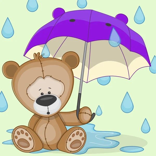 Bear with umbrella — Stock Vector