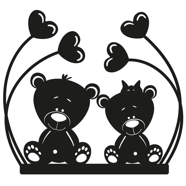 Silhouette of two bears — Stock Vector