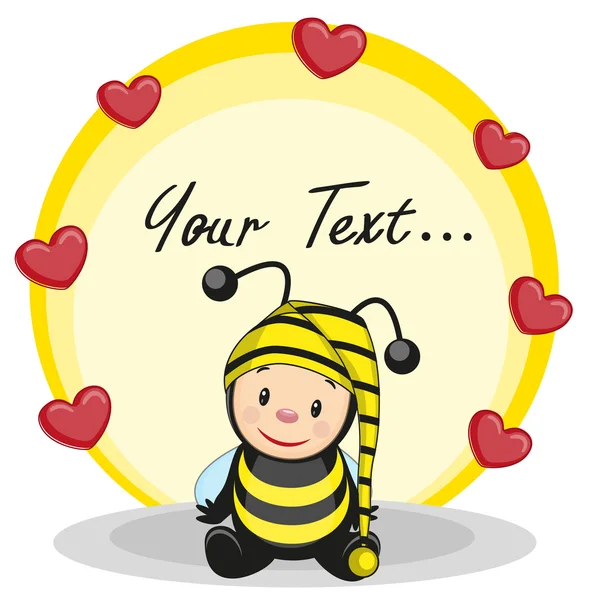 Cartoon bee with hearts — Stock Vector