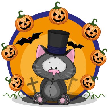 Cadılar Bayramı karikatür Black cat