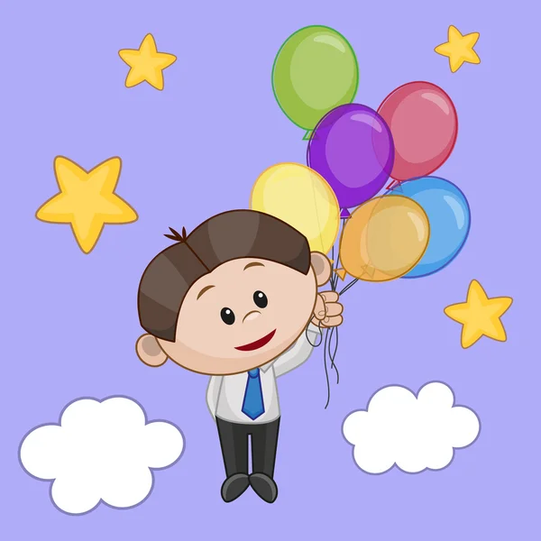 Roztomilý chlapec s balónky — Stockový vektor