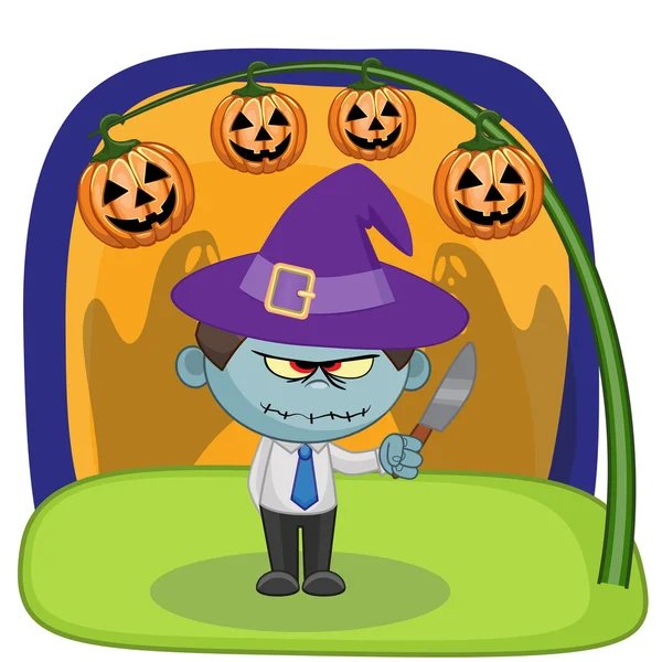 Zombie de dibujos animados de Halloween — Vector de stock