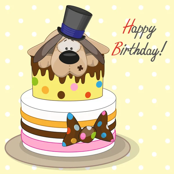 Cake met hond kaart — Stockvector