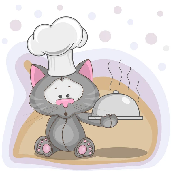 Cuisiner le chat avec un plateau — Image vectorielle