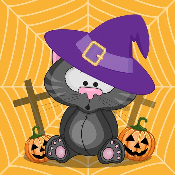 Halloween dibujos animados gato negro — Archivo Imágenes Vectoriales