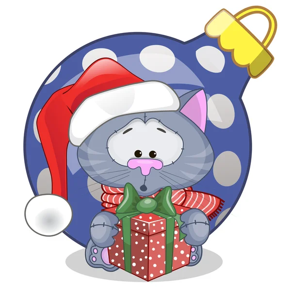 Cat in a Santa hat — Stock Vector