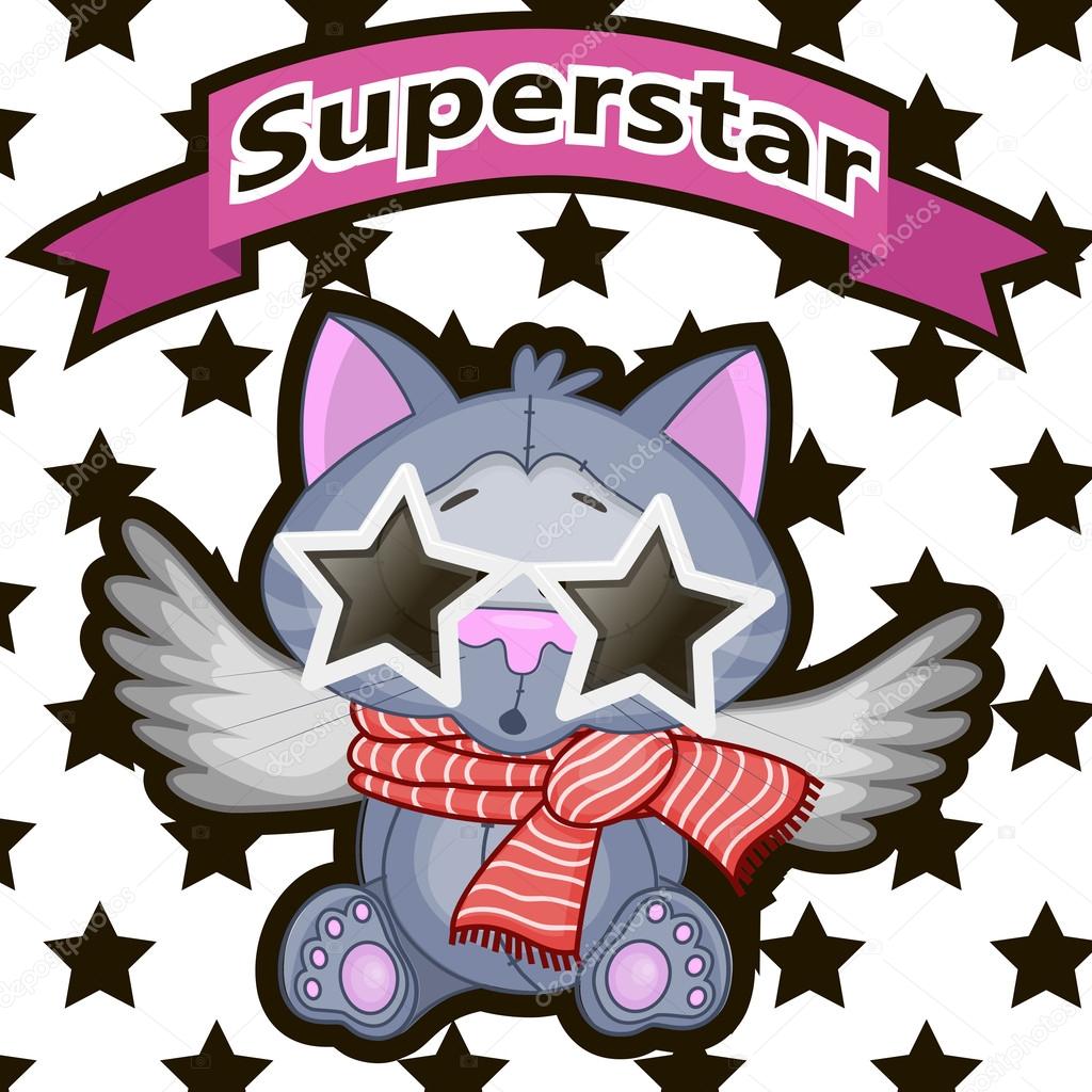Superstar Cat with star glasses