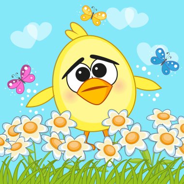 Sevimli çizgi tavuk