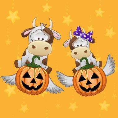 Cadılar Bayramı karikatür inekler