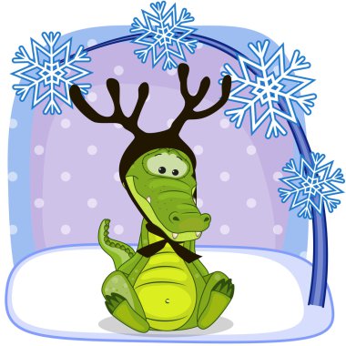 Geyik boynuzu ile Noel timsah