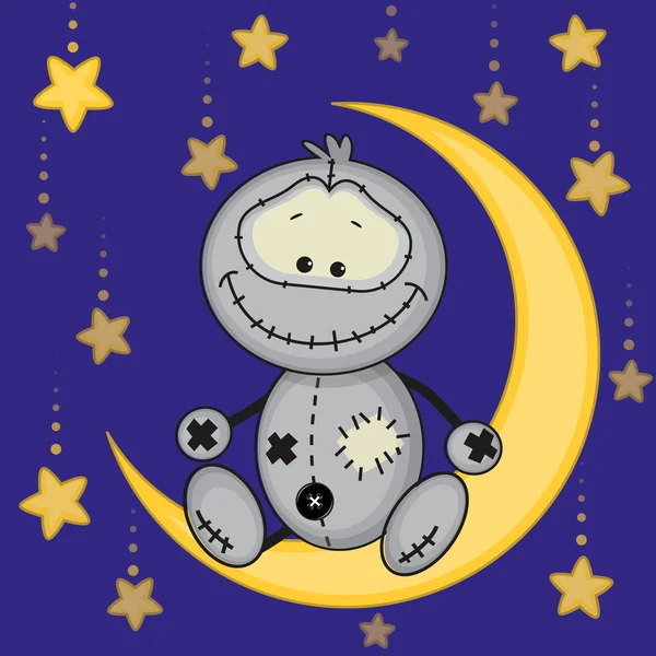 Monstruo lindo en la luna — Vector de stock