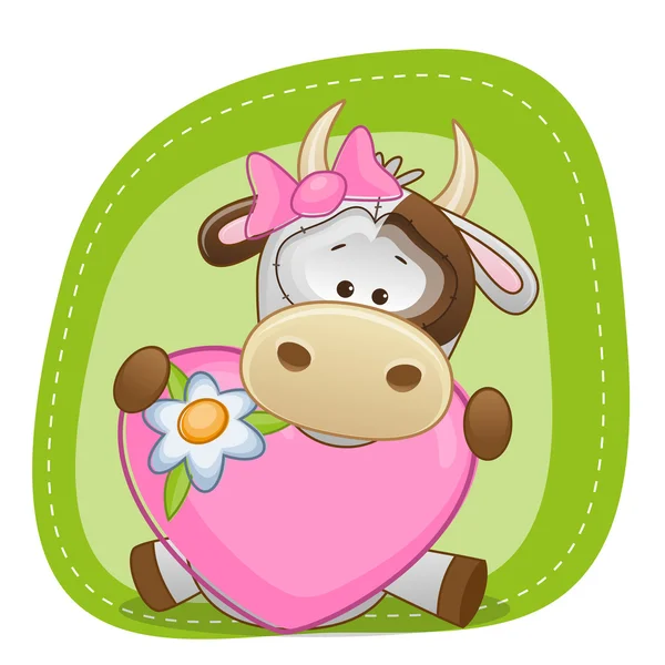 Cow with heart card — Stock Vector