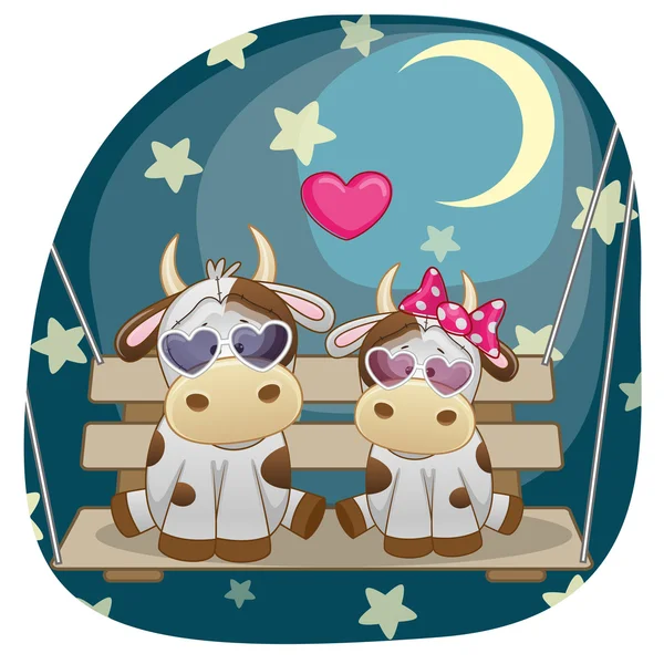 Amanti Carte mucche — Vettoriale Stock