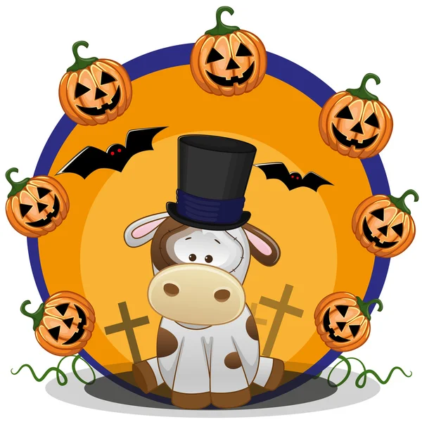 Vaca dos desenhos animados de Halloween — Vetor de Stock