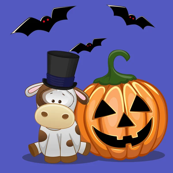 Halloween Cartoon koe — Stockvector