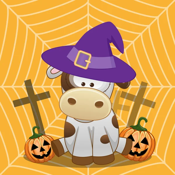 Halloween Cartoon koe — Stockvector