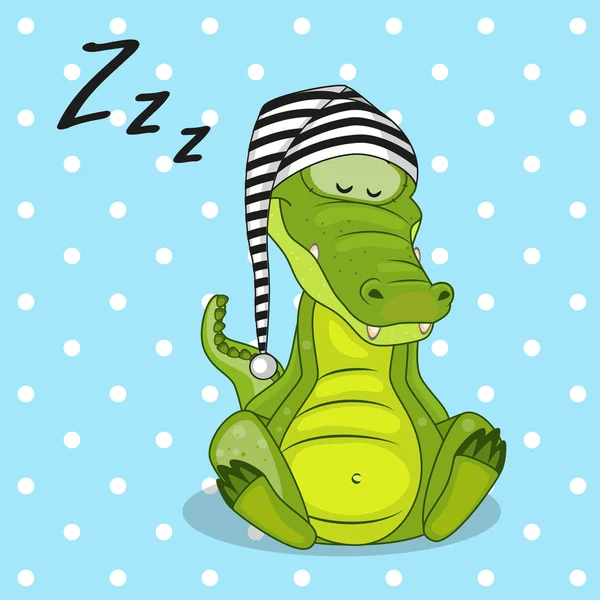 Lindo cocodrilo dormido — Vector de stock