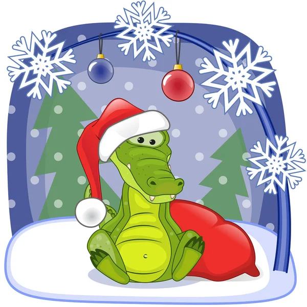 Caricature Santa Crocodile — Image vectorielle