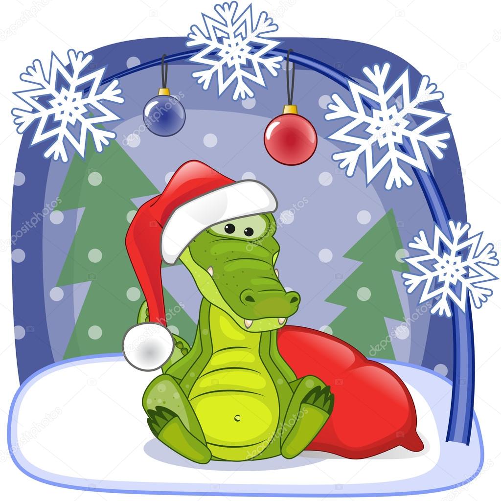 Cartoon Santa Crocodile