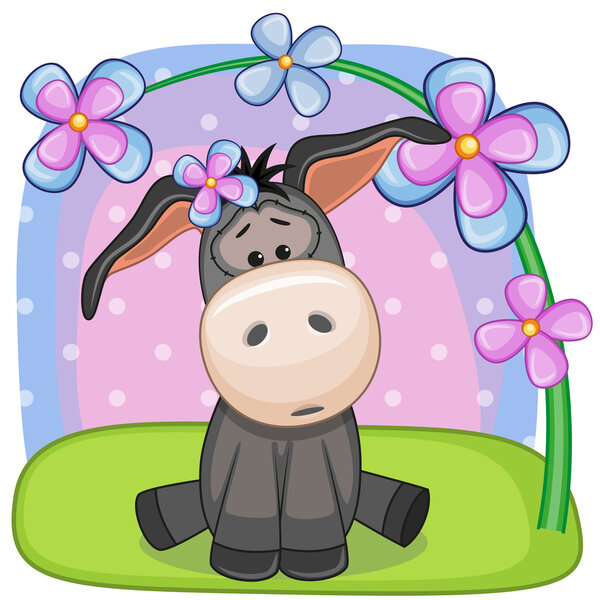 Donkey with flowers card