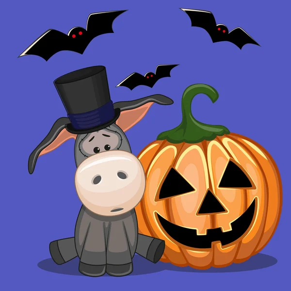 Burro de dibujos animados de Halloween — Vector de stock