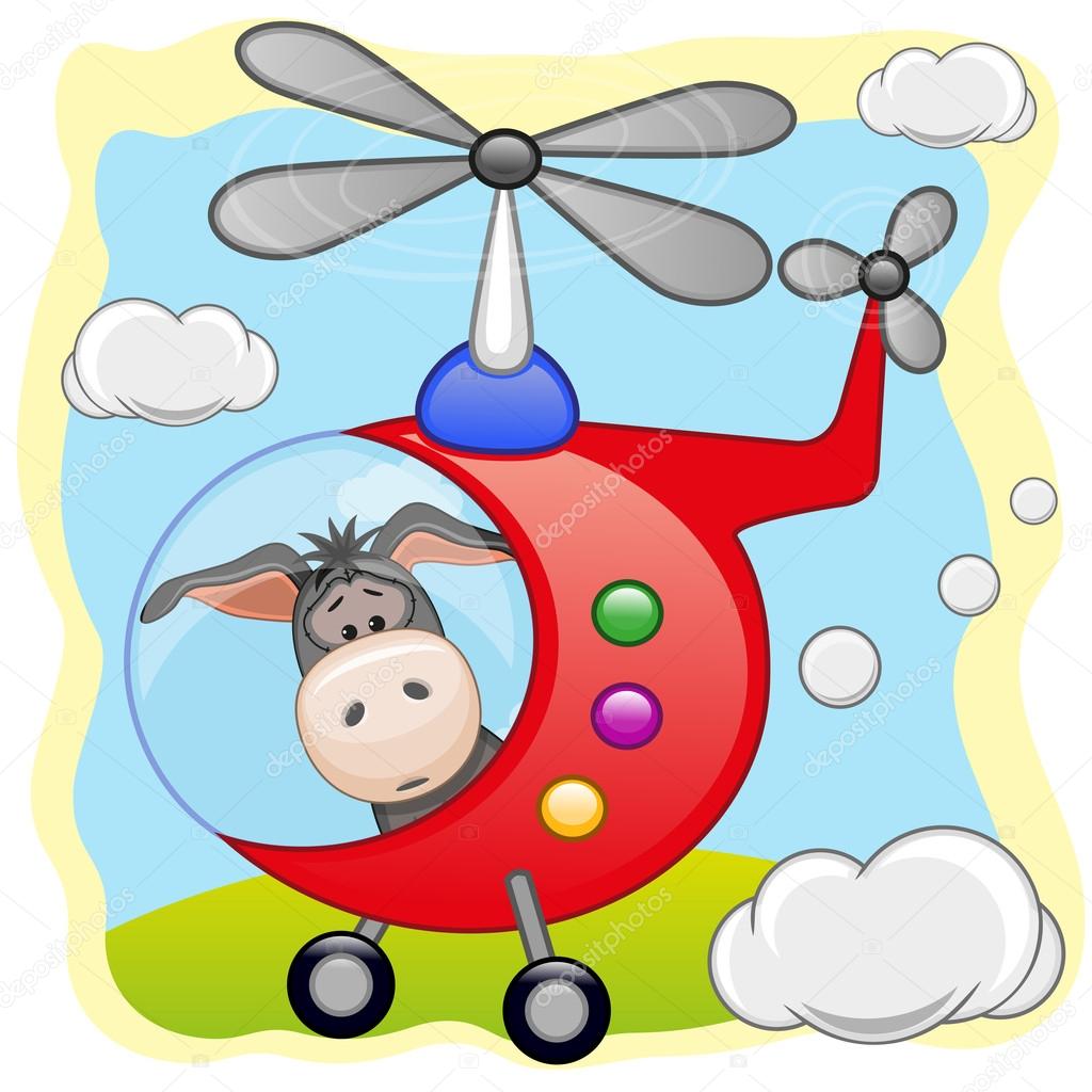 Cute Donkey in helicopter