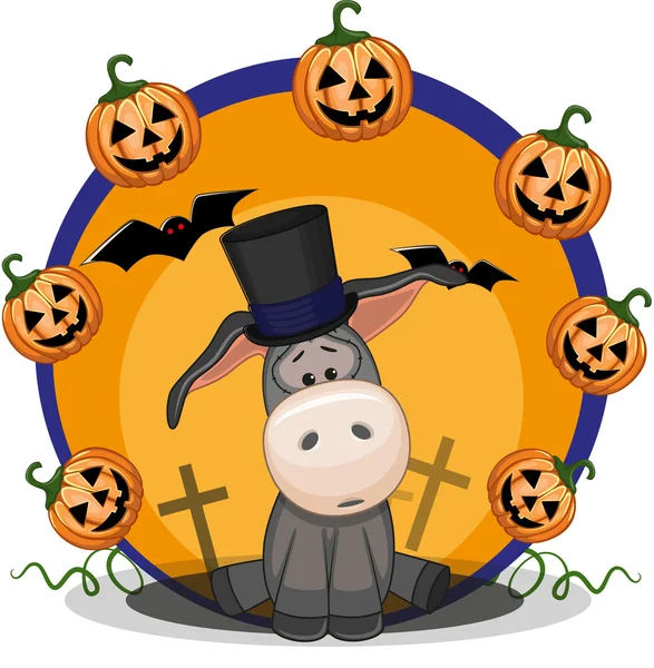 Burro de dibujos animados de Halloween — Vector de stock