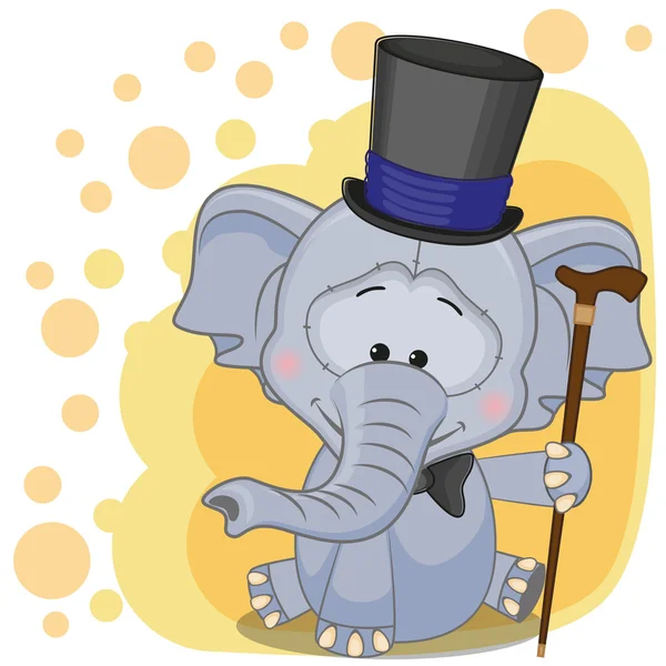 Éléphant dans la carte chapeau — Image vectorielle