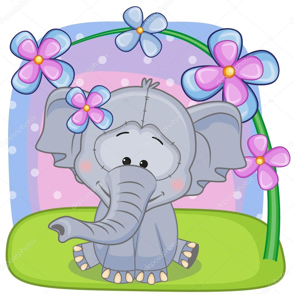 Elephant with flowers card