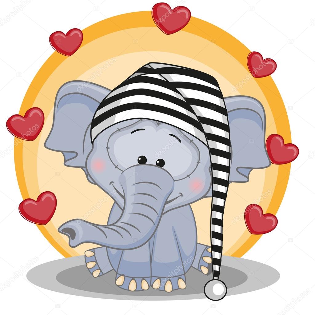 Elephant with hearts card